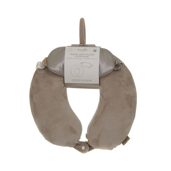 Danielle Creations Grey Travel Neck Pillow and Eye Mask Set - British product