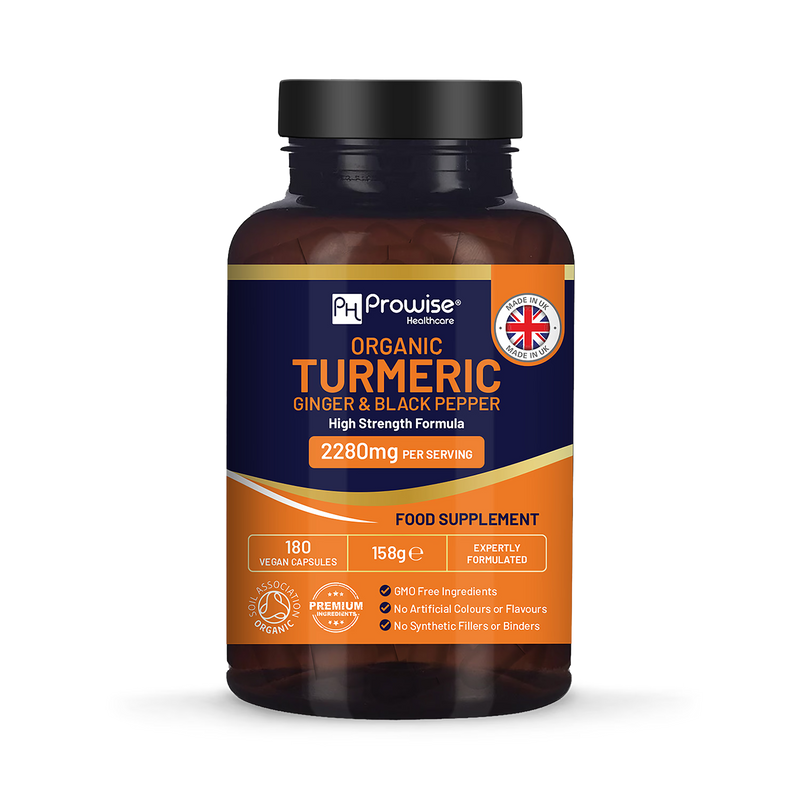 Prowise Healthcare organic turmeric 2280mg capsules, imported from the UK