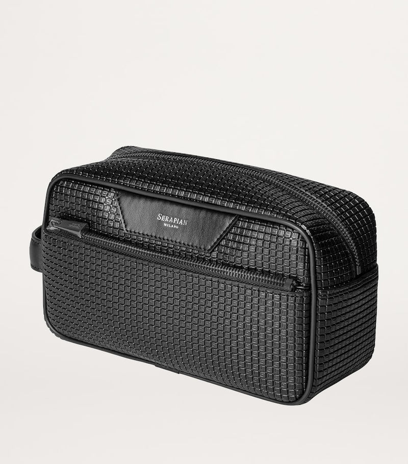 Serapian coated canvas-leather wash bag (British brand)