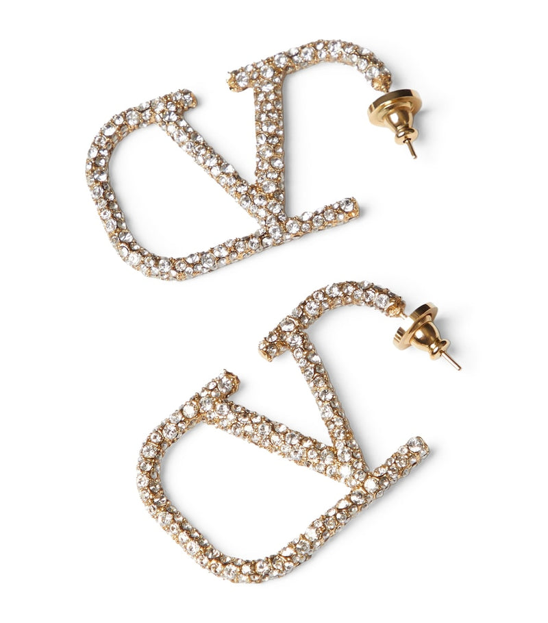 Valentino Garavani crystal VLogo earrings in brass, UK version