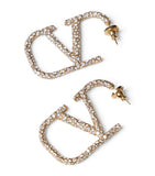 Valentino Garavani crystal VLogo earrings in brass, UK version