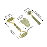 Livingandhome 3 Pcs Jade Facial Set with Gua Sha & Rollers