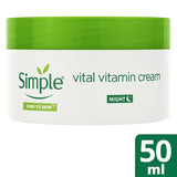 Superdrug Simple Kind to Skin Vital Vitamin Night Cream Facial Moisturiser 50ml- Buy online at McGrocer