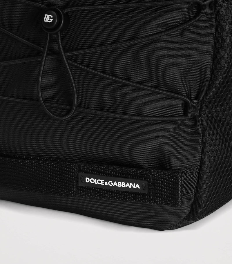 Dolce&Gabbana Kids mesh logo backpack in blue and black, UK version