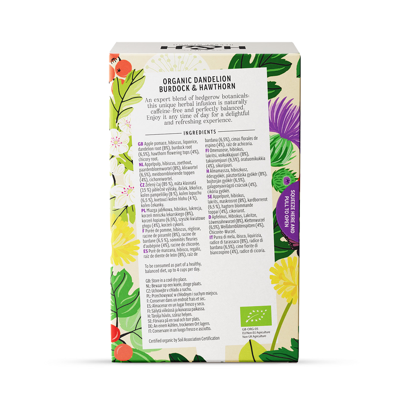 Heath & Heather tea bags dandelion burdock hawthorn 20 count, UK version