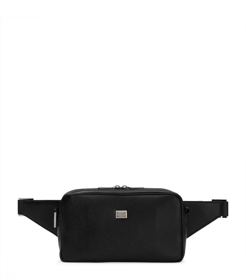 Dolce&Gabbana calfskin Roma belt bag with logo plaque and adjustable strap - British product