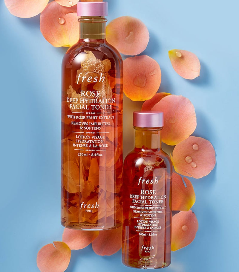 Fresh deep hydration facial toner with rose petals - British product