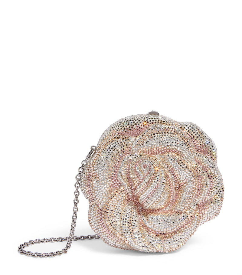 Judith Leiber crystal-embellished rose clutch bag (British brand)