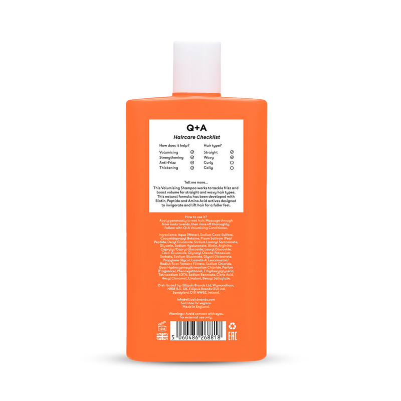 Q+A Volumising Shampoo 250ml (British brand)