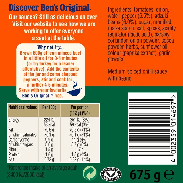 Ben's Original Medium Chilli Con Carne Sauce 675g - McGrocer