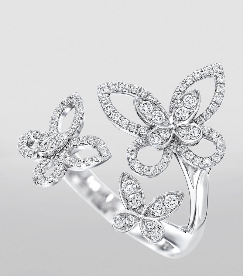 Graff white gold diamond butterfly ring, UK version