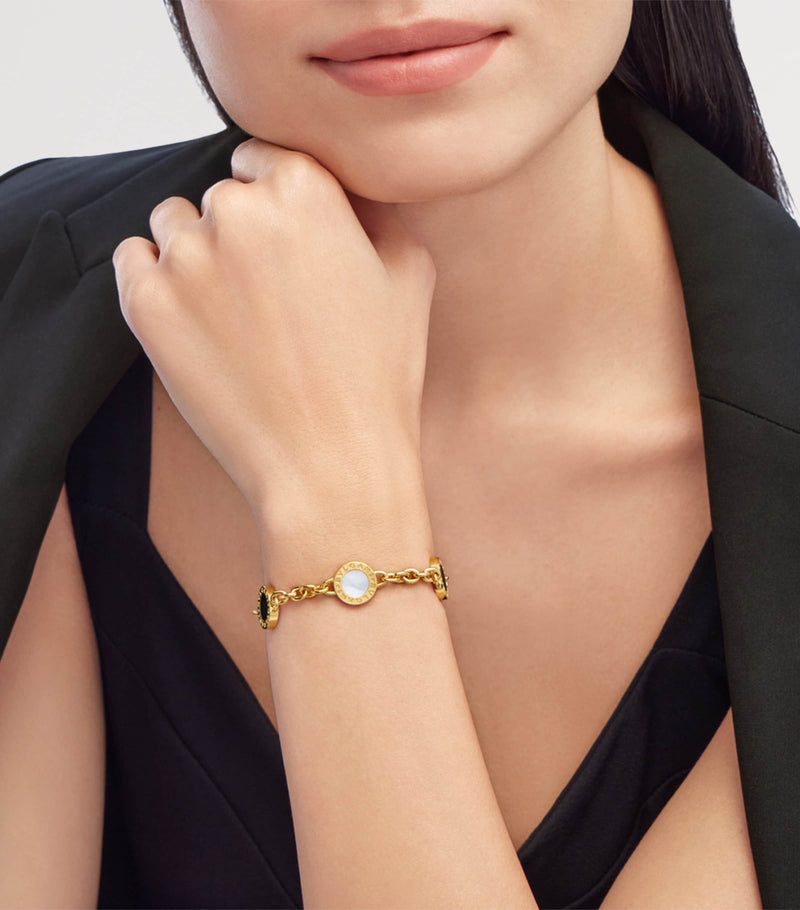 Bvlgari yellow gold mother-of-pearl onyx bracelet (British brand)