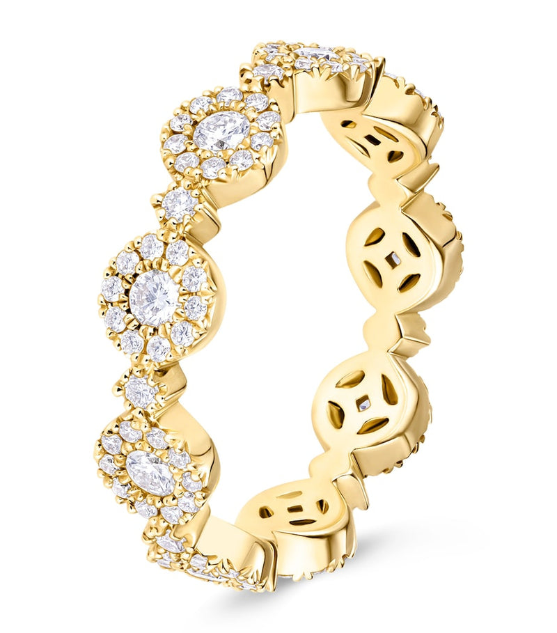 David Morris Triolette oval ring in yellow gold with diamonds - British product