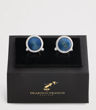 Deakin & Francis white gold diamond blue sapphire cufflinks - British product