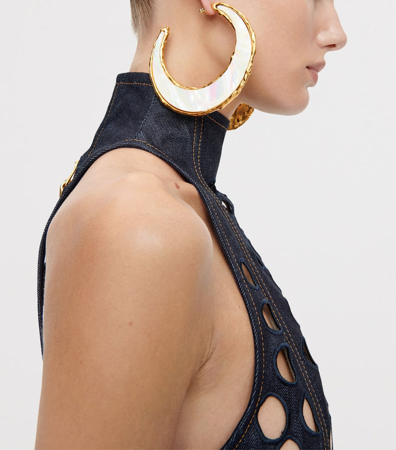 Schiaparelli mother-of-pearl hoop earrings (British brand)