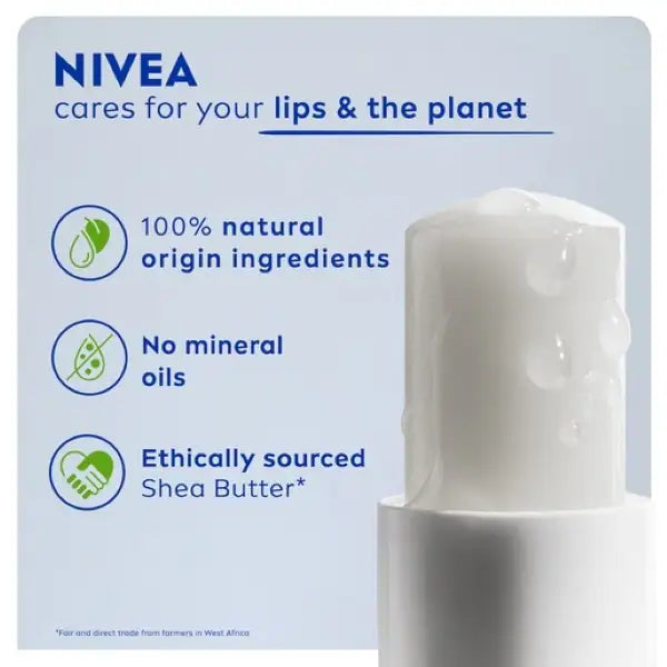 Nivea Moisture Original Care Lip Balm 4.8g, imported from the UK