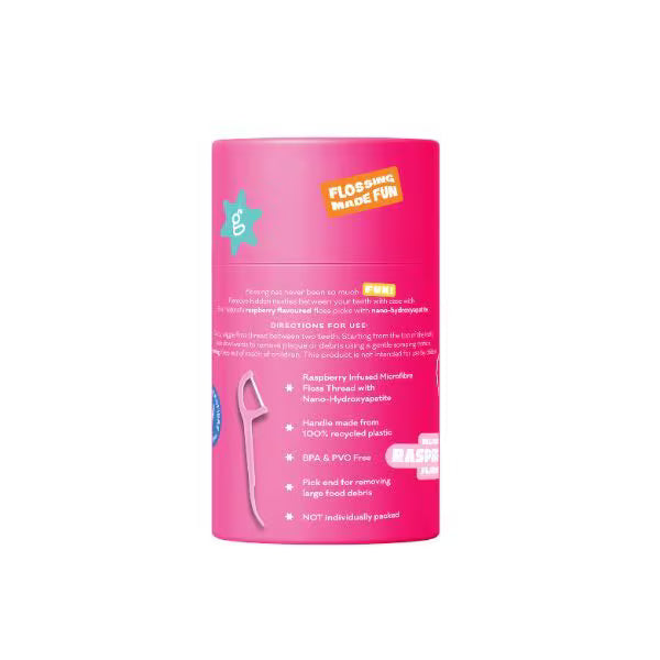 Grin floss picks Raspberry 80pk Canister, UK version