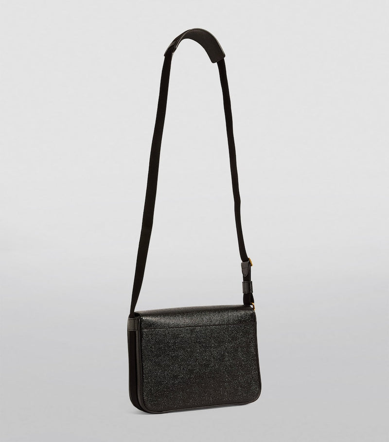Thom Browne pebbled leather reporter bag - British product