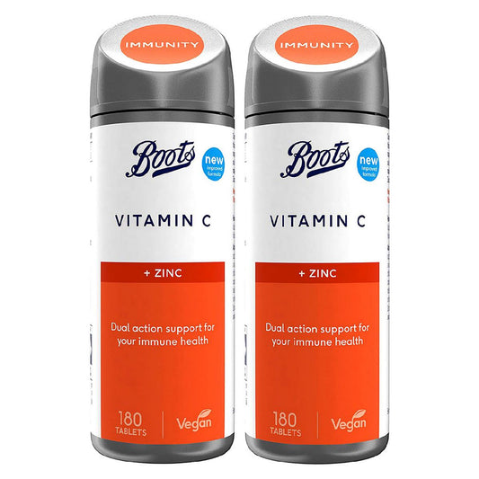 Boots Vitamin C & Zinc Bundle: 2 x 180 Tablets (1 year supply) GOODS Boots   