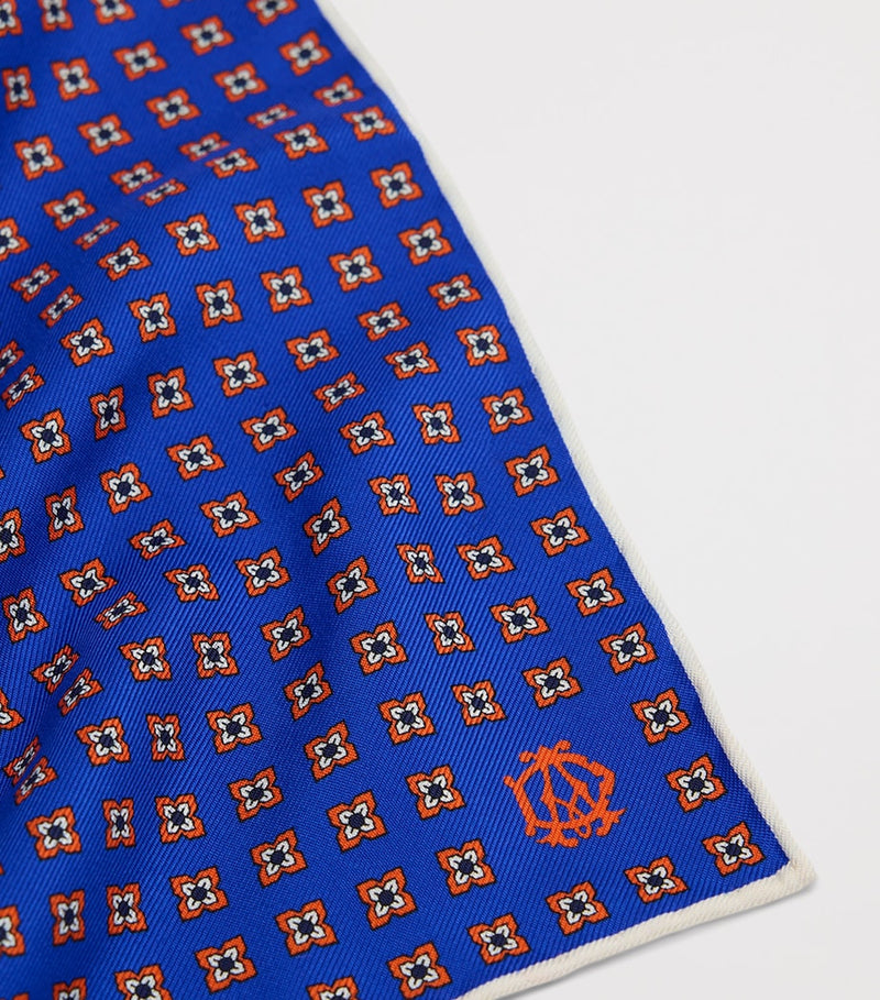Dunhill geometric pocket square mulberry silk (British brand)