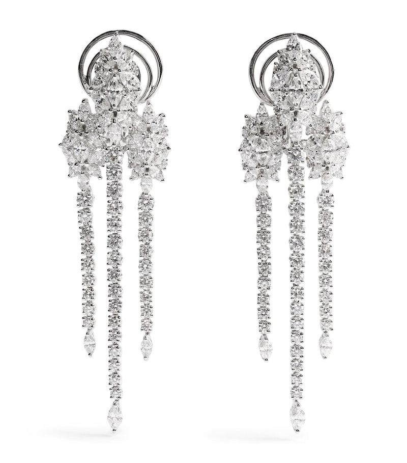 Yeprem white gold and diamond drop earrings (British brand)