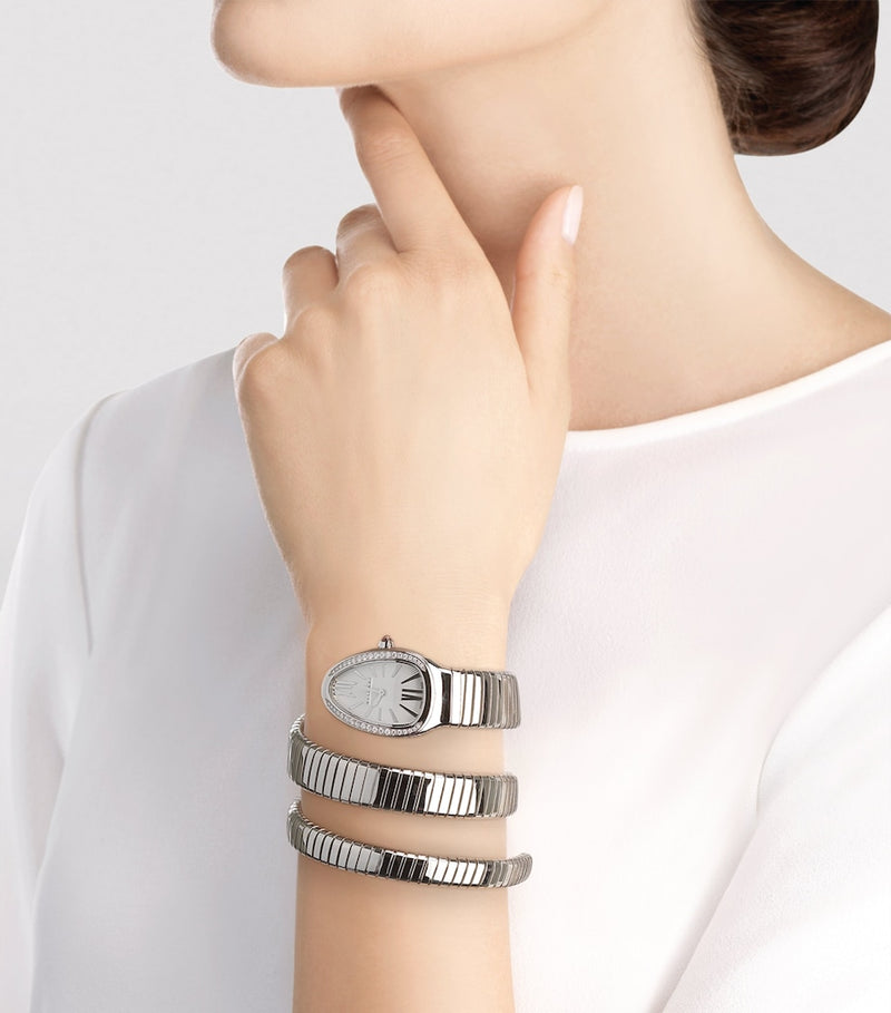 Bvlgari stainless steel Serpenti Tubogas diamond watch 35mm, imported from the UK