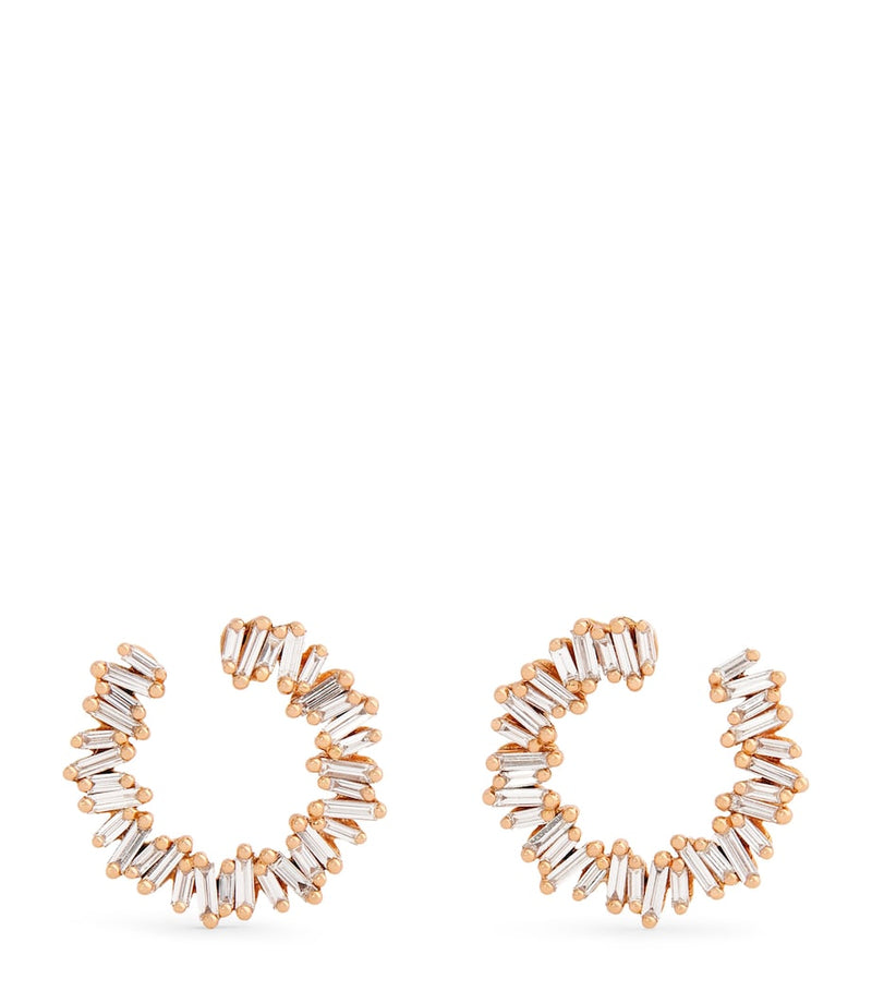 Suzanne Kalan rose gold diamond mini hoop earrings, UK version
