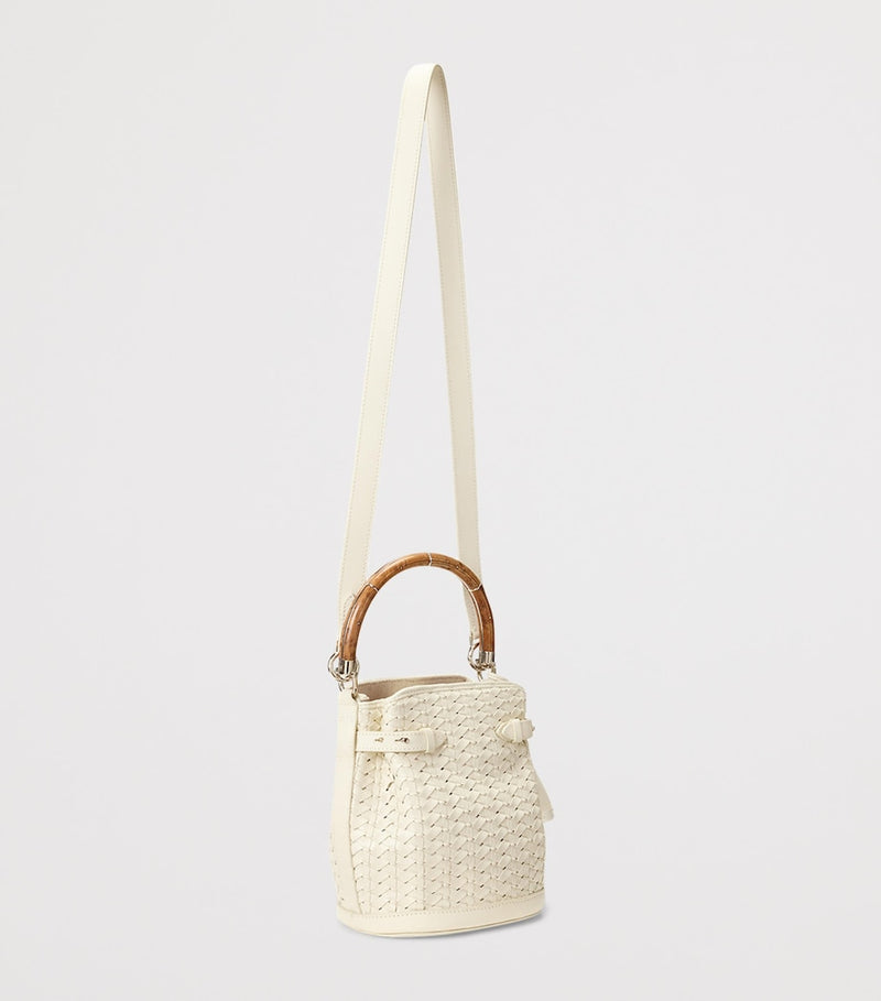 Ralph Lauren small leather bucket bag with burl-wood handle (British brand)