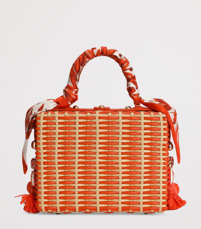 Dolce Gabbana raffia-leather embellished top-handle bag (British brand)
