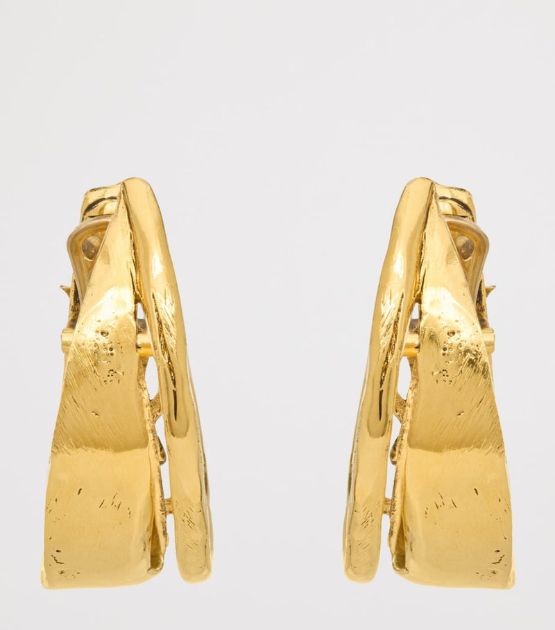Saint Laurent Cassandre textured hoop earrings H3cm x W1.5cm - British product