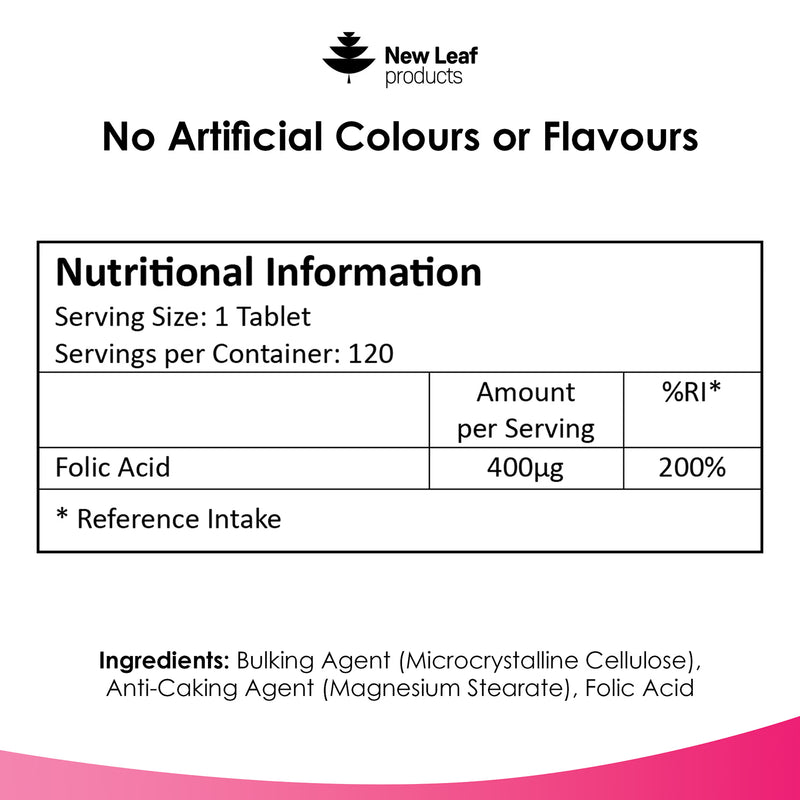 New Leaf folic acid prenatal tablets 120 (British brand)