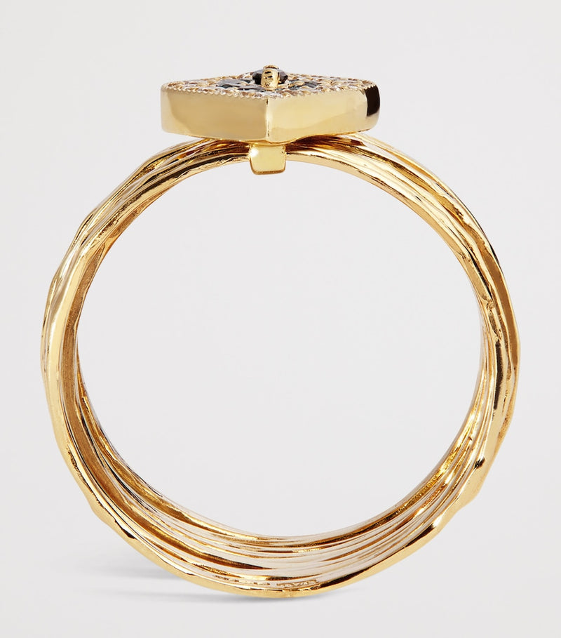 Jacquie Aiche yellow gold and diamond evil eye ring, imported from the UK
