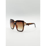 SVNX oversize cateye sunglasses tortoise diamante detail, imported from the UK