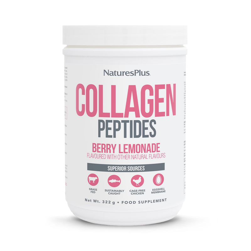 NaturesPlus Collagen Peptides Powder Berry Lemonade 322G, imported from the UK