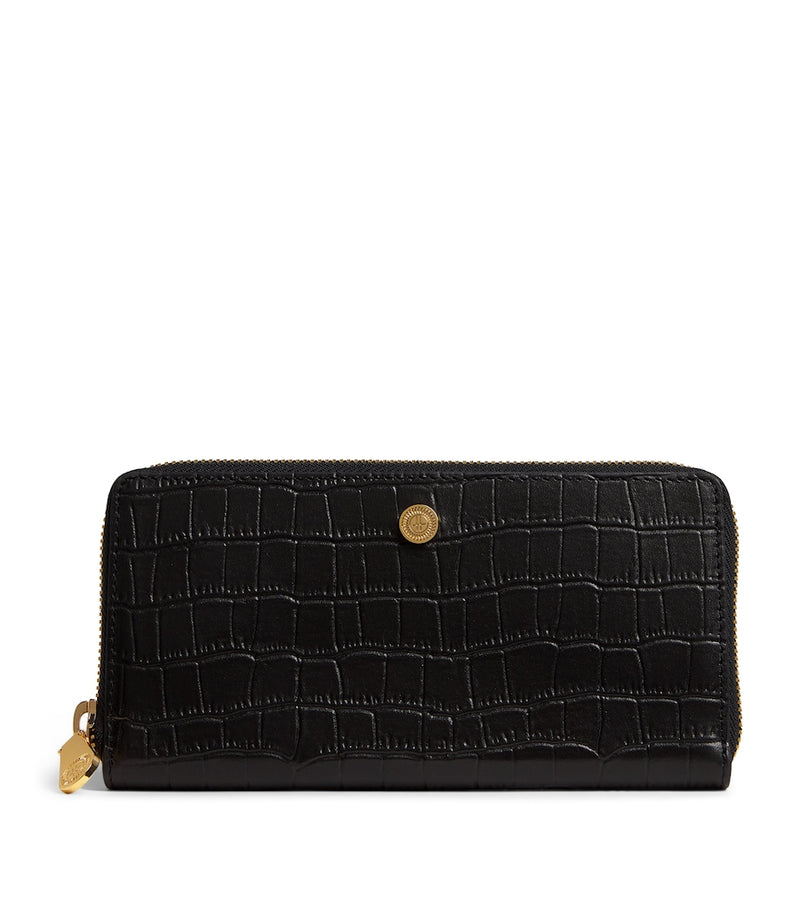 Harrods croc-embossed leather long wallet (British brand)