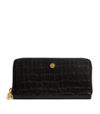 Harrods croc-embossed leather long wallet (British brand)