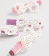 Harrods Velvet Pearl Bow Hair Clips for Kids, Set of 4- Buy online at McGrocer