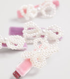 Self-Portrait Kids velvet pearl bow hair clips, set of 4 (British brand)