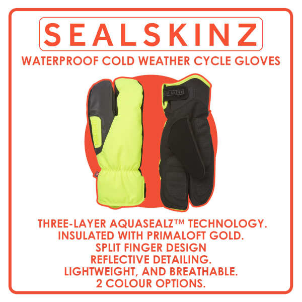 Sealskinz waterproof extreme cold cycle split finger gloves, UK version