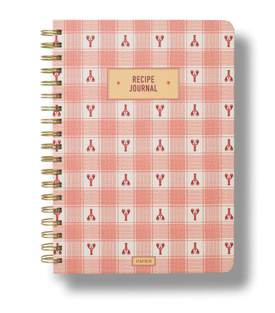 Harrods Papier Lobster Gingham Recipe Journal Spiral Notebook- Buy online at McGrocer