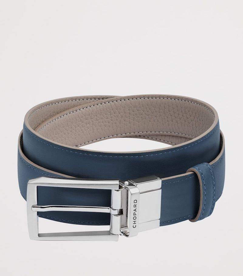 Chopard reversible leather belt blue and beige, imported from the UK