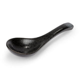 Japanese glossy black ceramic soup spoon, imported from the UK