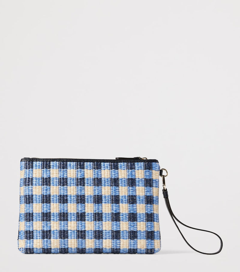 Jimmy Choo raffia logo pouch, imported from the UK