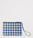 Jimmy Choo raffia logo pouch, imported from the UK