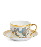 Wedgwood Phoenix teacup and saucer in bone china with jasperware blue design, imported from the UK