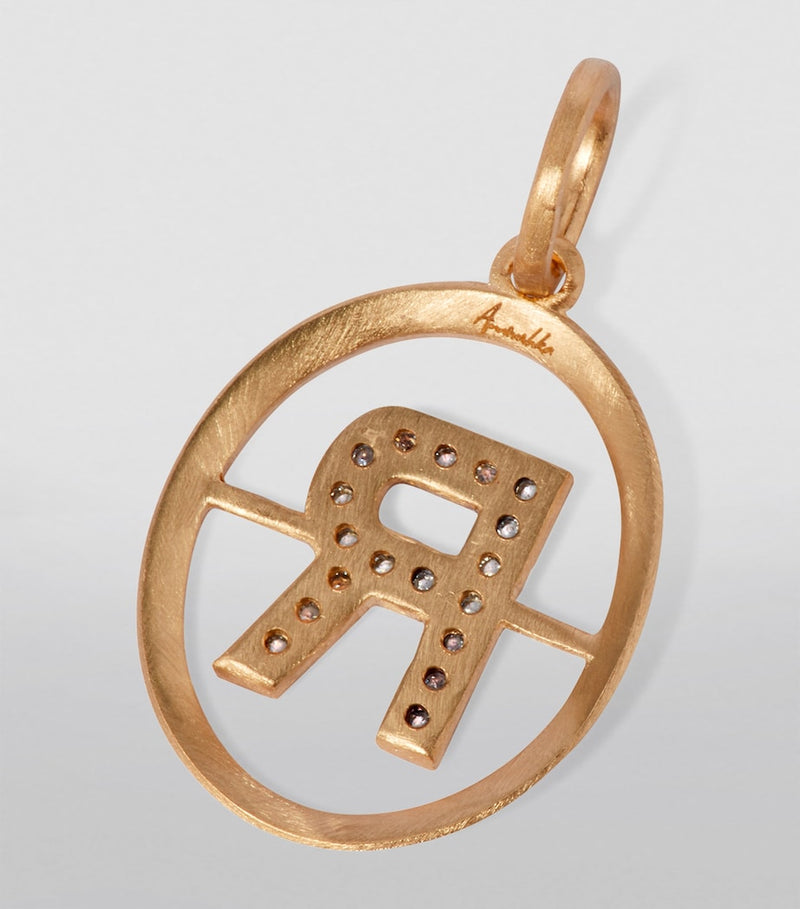 Annoushka Initial R Pendant in 18-karat yellow gold with diamonds (British brand)