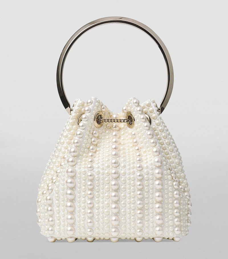 Jimmy Choo Pearl Bon Bon top-handle bag satin pearl - British product