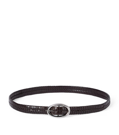 Harrods Brunello Cucinelli Leather Woven Belt- Buy online at McGrocer