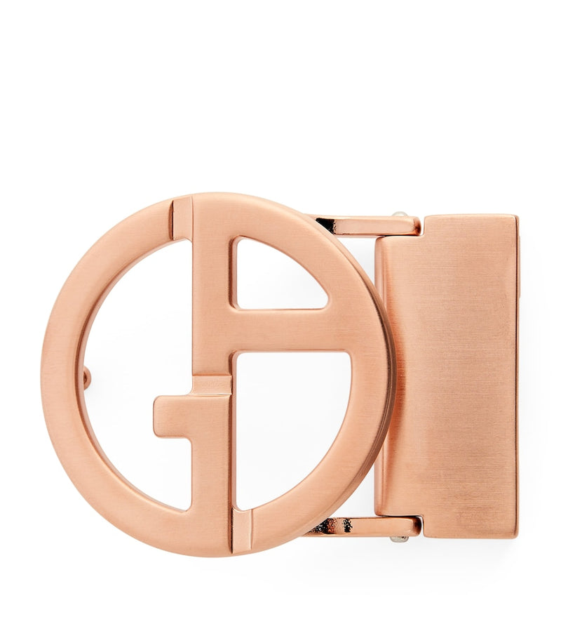 Giorgio Armani satin rose gold GA logo belt buckle (British brand)