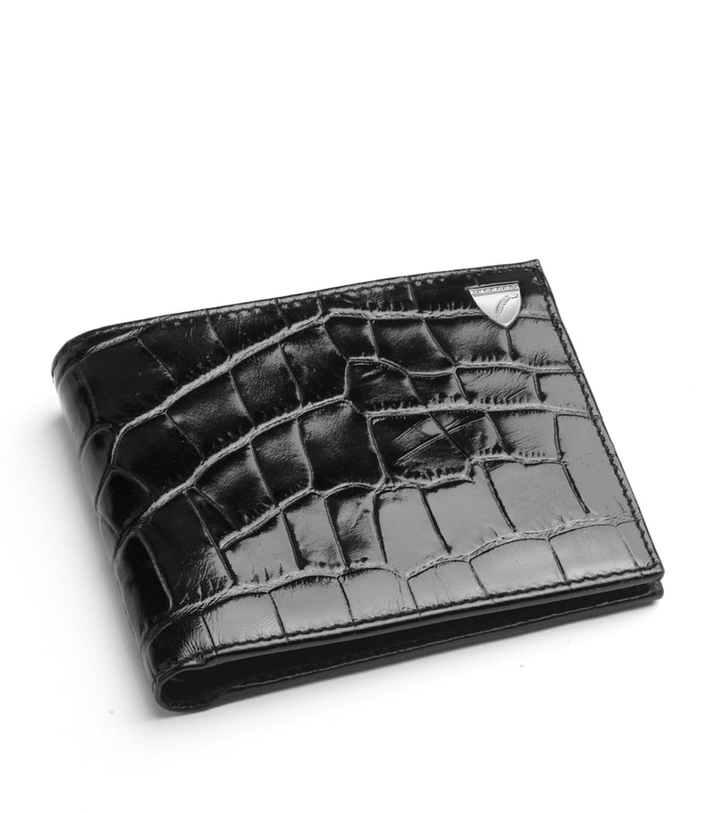 Aspinal of London croc-embossed leather bifold wallet, UK version